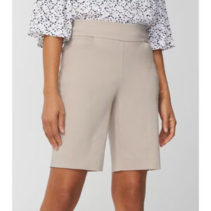 Chico's Gray/Brown Perfect Stretch Josie 10" High Rise Slim Pull On Shorts  Sz 3